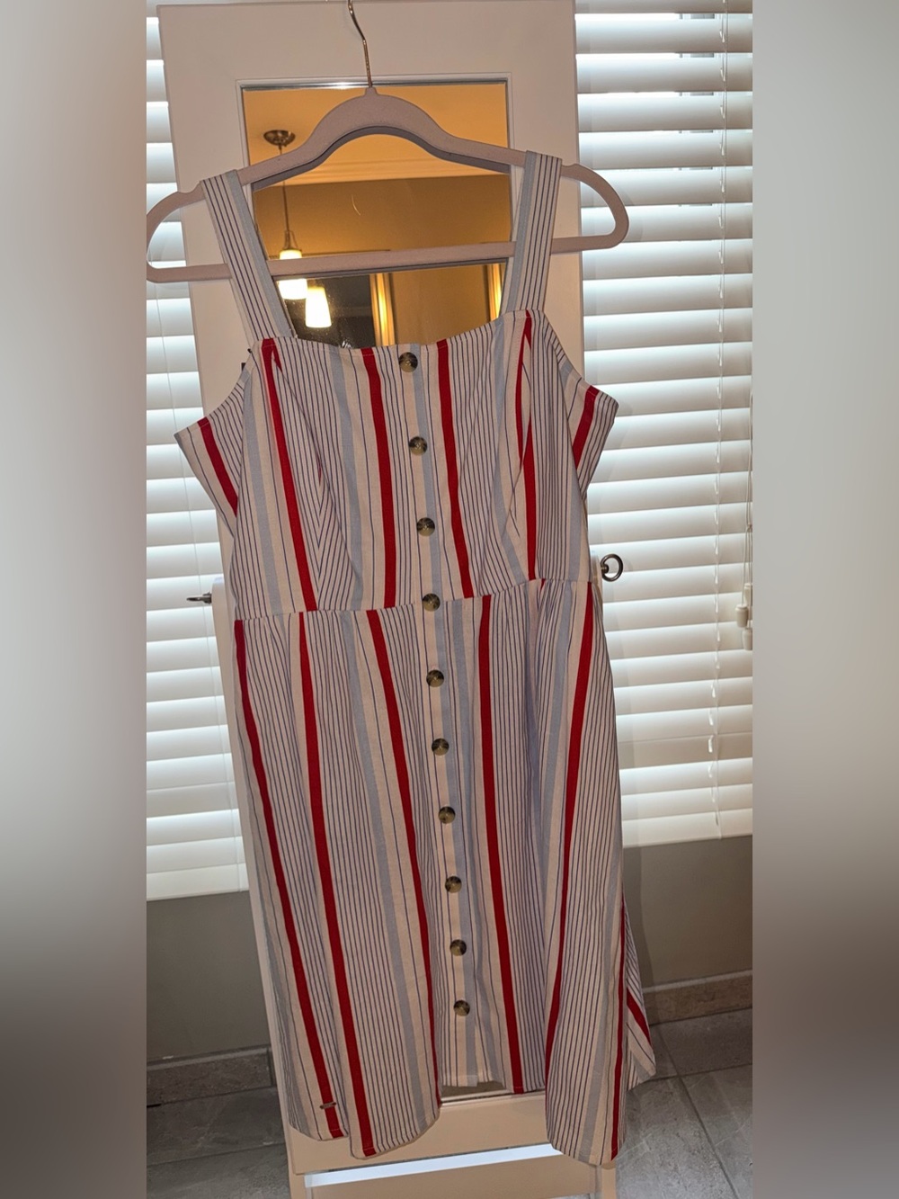 Tommy Red, White, and Blue Striped Button-Front Sundress ❤️🤍💙